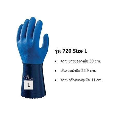 ถุงมือไนลอนเคลือบยาง 30 ซม. SHOWA 720 SIZE L สีน้ำเงิน_3