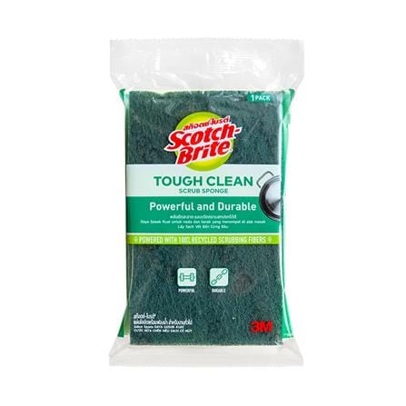 ฟองน้ำพร้อมใยขัด SCOTCH-BRITE ANTIBACTERIAL 3.5x6 นิ้ว แพ็ก 1 ชิ้น สีเขียว_0