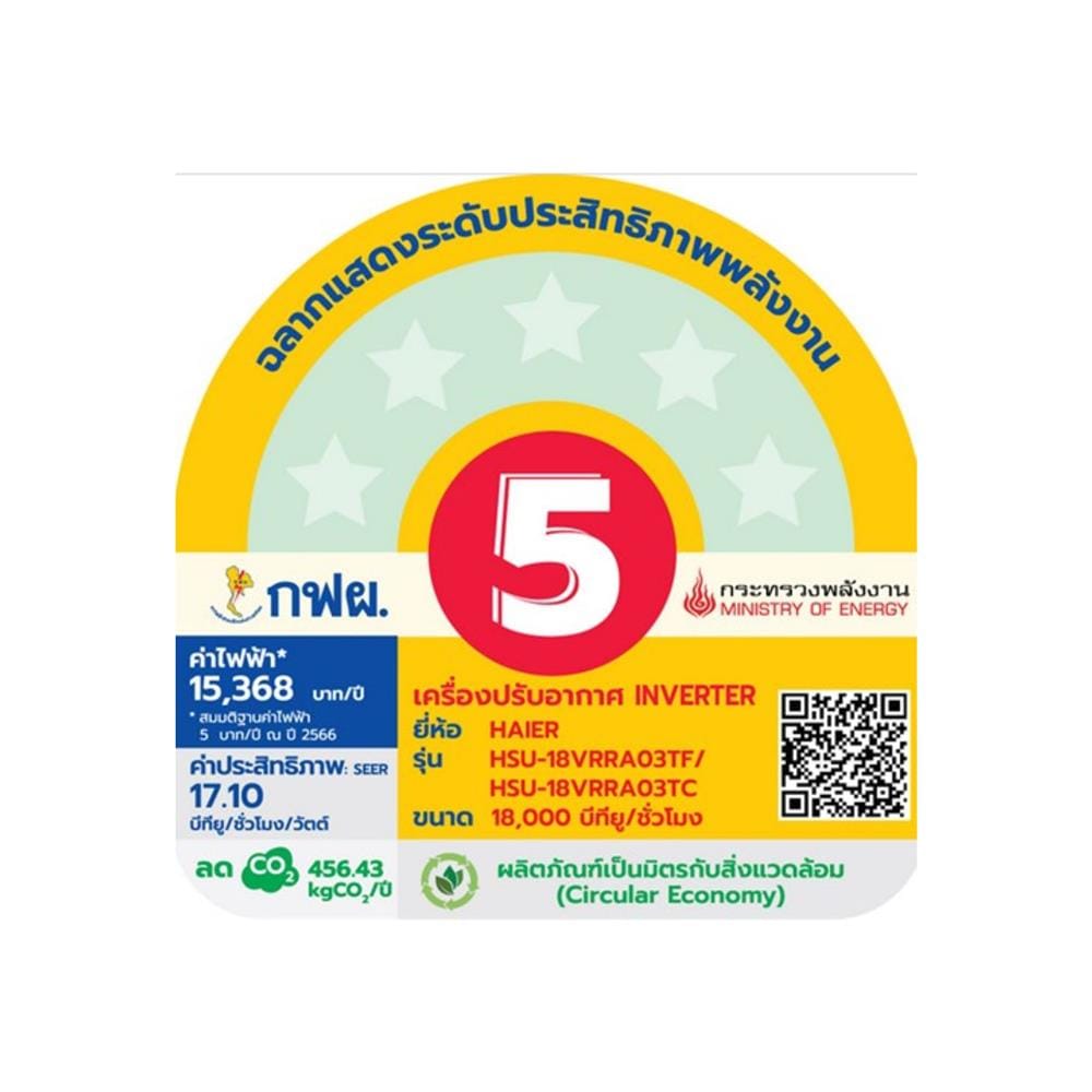 แอร์ผนัง HAIER HSU-18VRRA03T 18000 บีทียู อินเวอร์เตอร์