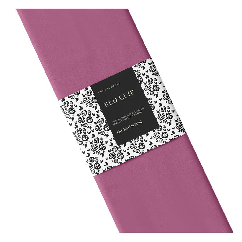ชุดผ้าปูที่นอน 7 ฟุต 3 ชิ้น BED CLIP MICROTEX 10 นิ้ว สี DARK PINK