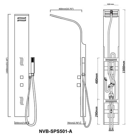 ชุดผนังอาบน้ำ NOVABATH NVB-SPS501-A สีทอง_5