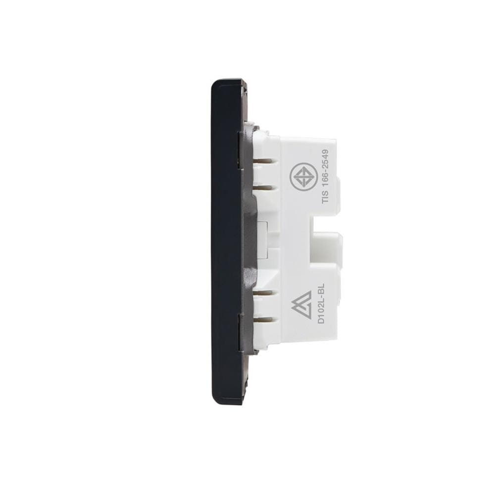 ชุดเต้ารับคู่ 3 ขา 2 ช่อง SAHN D102L-BL สีดำ