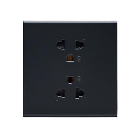 ชุดเต้ารับคู่ 3 ขา 2 ช่อง SAHN D102L-BL สีดำ_0
