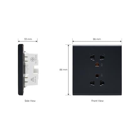 ชุดเต้ารับคู่ 3 ขา 2 ช่อง SAHN D102L-BL สีดำ_4