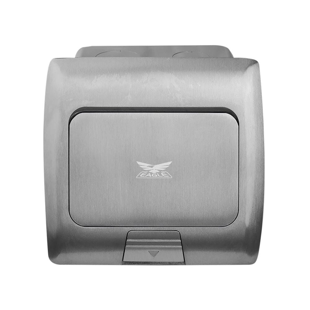 เต้ารับฝังพื้นสเตนเลส พร้อมเต้ารับคู่มีกราวด์ 3 ขา EAGLE EGP-18AM/P