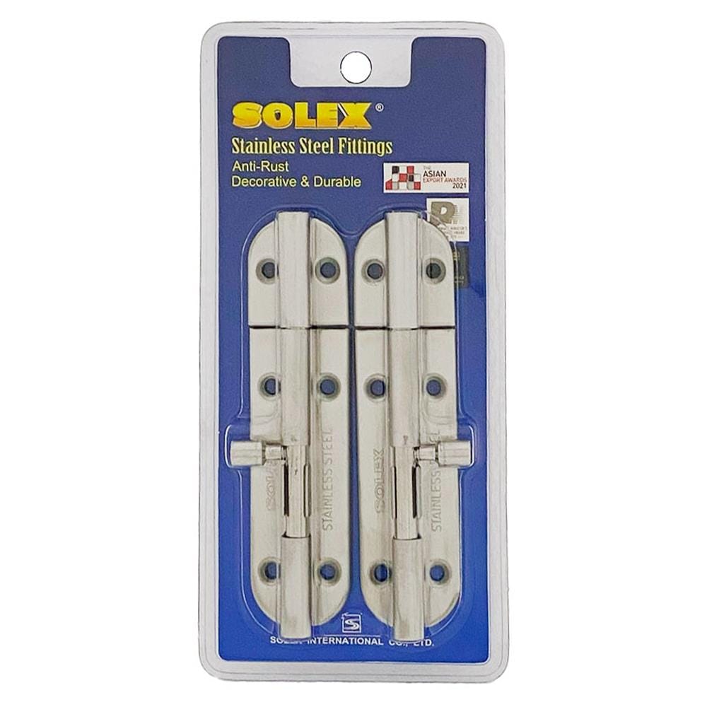 กลอนทั่วไป SOLEX 4 นิ้ว สีสเตนเลส (แพ็ก 2 ชิ้น)