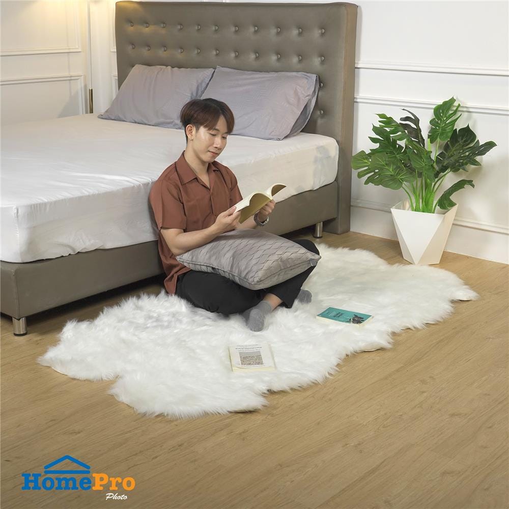 พรมขนแกะเทียม BENETTA ALICIA 100X180 ซม. สีขาว