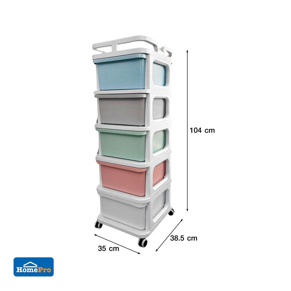 ตู้ลิ้นชัก 5 ชั้น STACKO CART 35x38.5x104 ซม. สีพาสเทล
