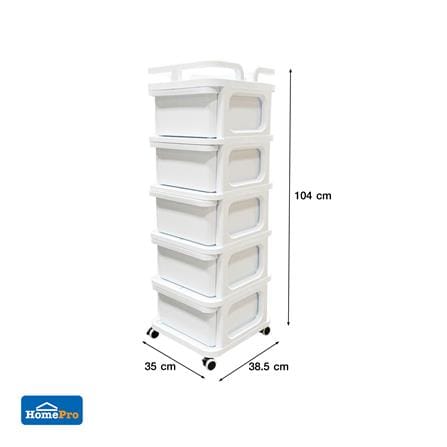 ตู้ลิ้นชัก 5 ชั้น STACKO CART 35x38.5x104 ซม. สีขาว_7