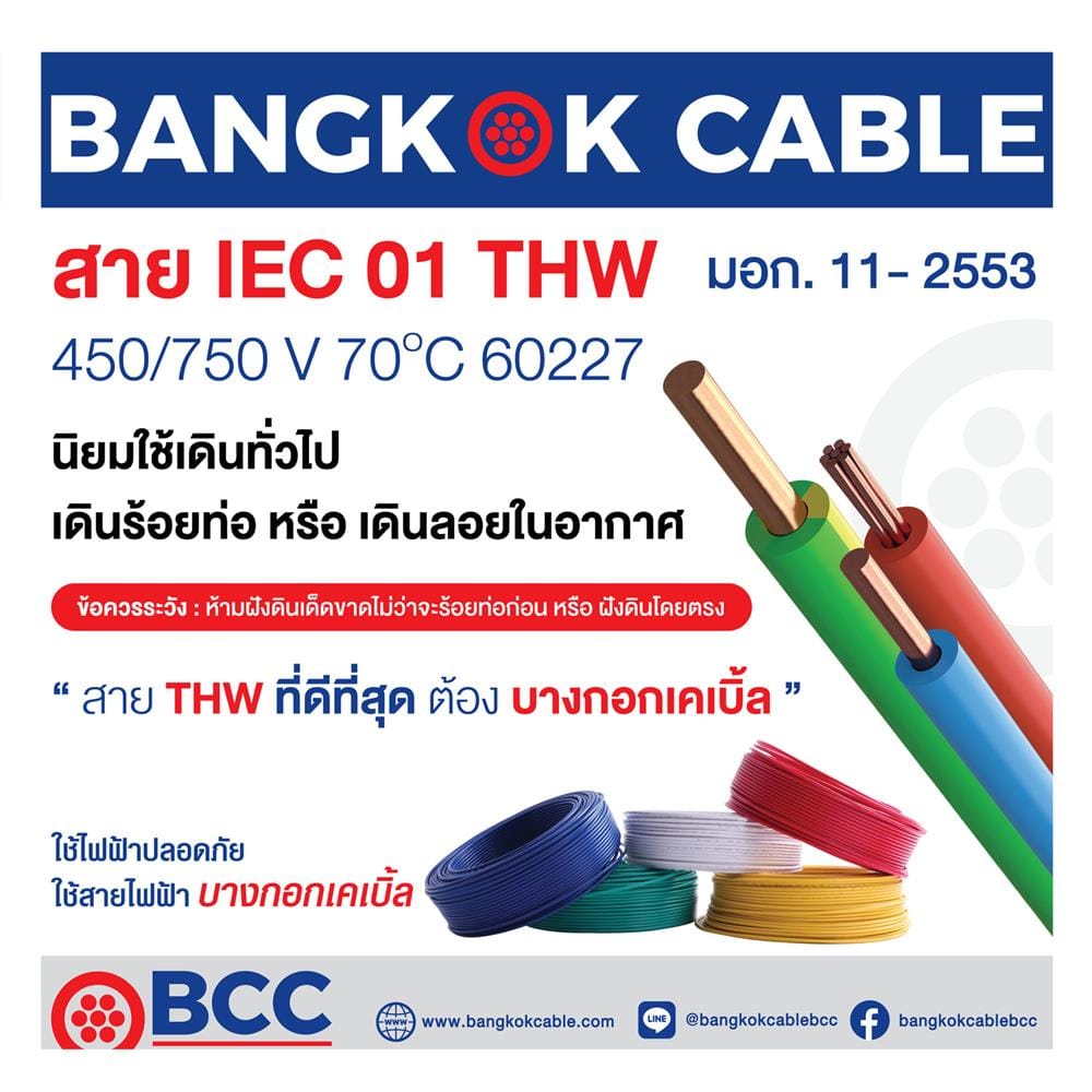 สายไฟ THW IEC01 BCC 1X35 ตร.มม 100 ม. สีดำ