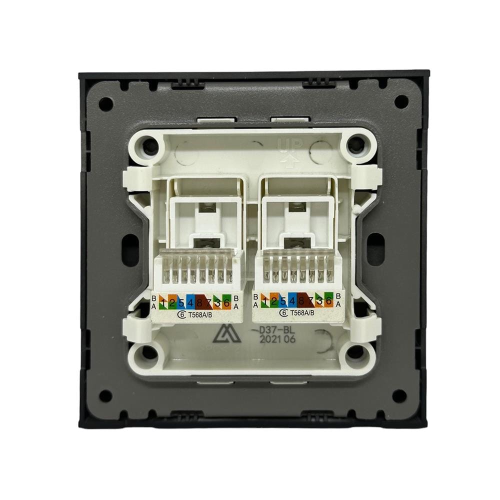 เต้ารับคอมพิวเตอร์คู่ CAT6 SAHN D37-BL สีดำ