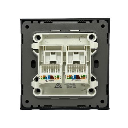 เต้ารับคอมพิวเตอร์คู่ CAT6 SAHN D37-BL สีดำ_2