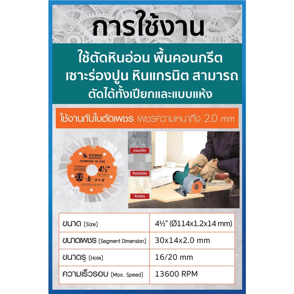 เครื่องตัดหินอ่อน SUMO 5014 4 นิ้ว 1600 วัตต์