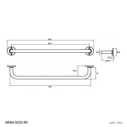 ราวแขวนผ้า WS WNM-3233-90 สีเงิน_1