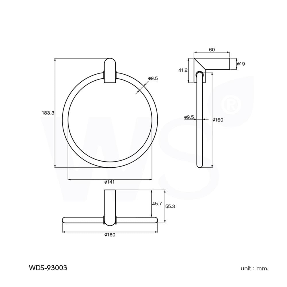 ห่วงแขวนผ้า WS WDS-93003 สเตนเลส