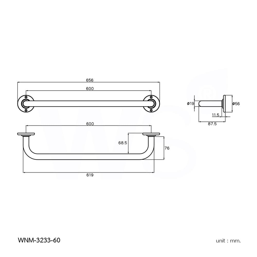 ราวแขวนผ้า WS WNM-3233-60 สีเงิน