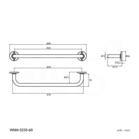 ราวแขวนผ้า WS WNM-3233-60 สีเงิน_1
