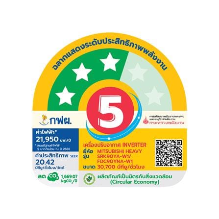 แอร์ผนัง MITSUBISHI HEAVY DUTY SRK90YA-W1 30700 บีทียู อินเวอร์เตอร์_4