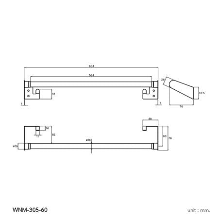ราวแขวนผ้า WS WNM-305-60 สีเงิน_2