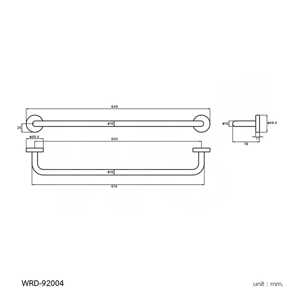 ราวแขวนผ้า WS WRD-92004 สีเงิน