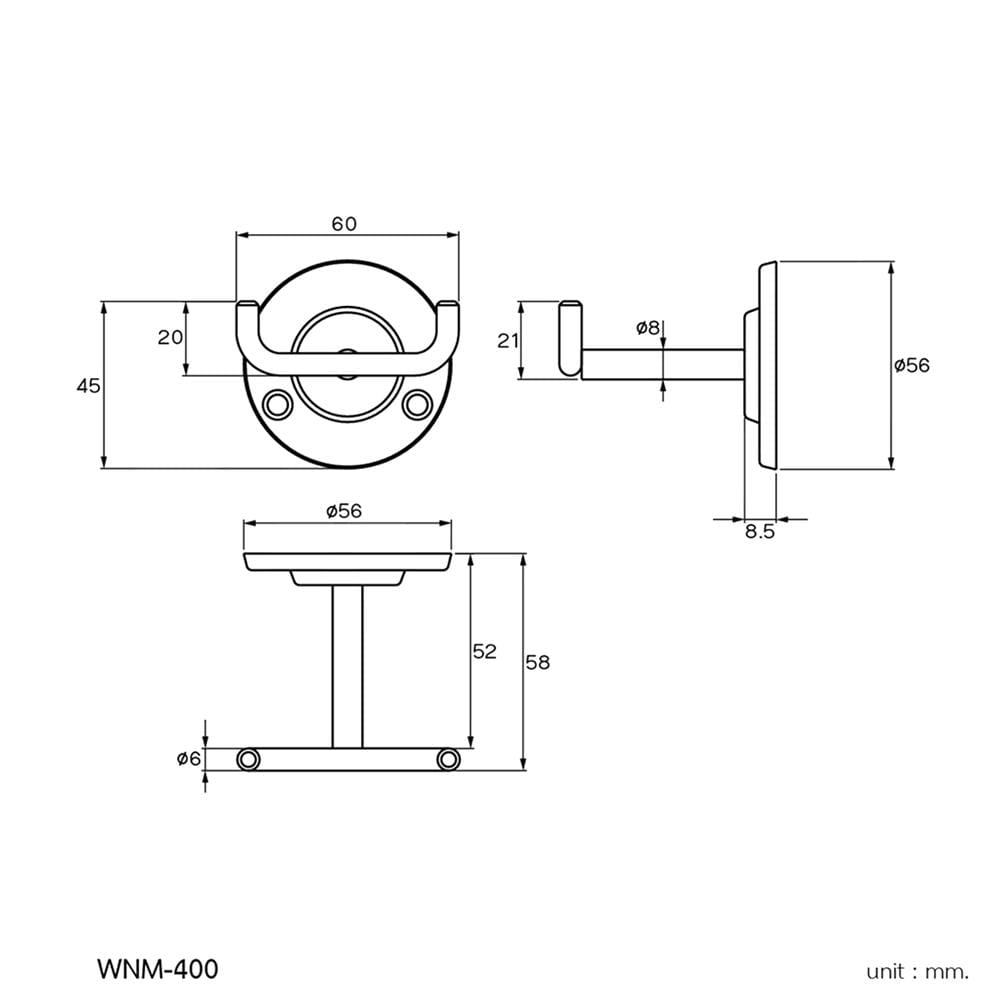 ขอแขวนผ้า WS WNM-400 สีเงิน