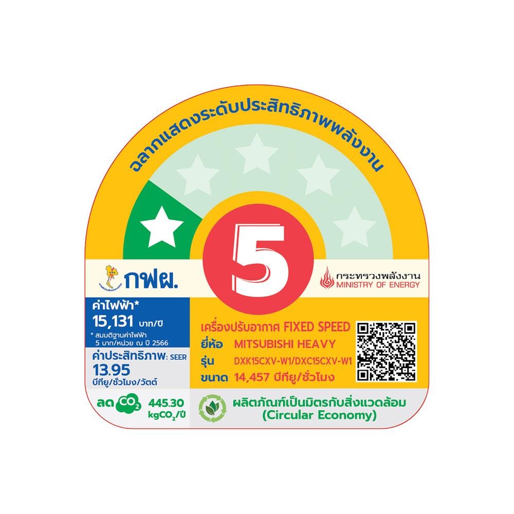 แอร์ผนัง MITSUBISHI HEAVY DUTY DXK15CXV-W1 14457 บีทียู