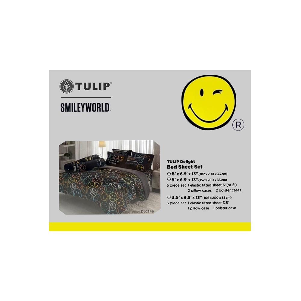 ชุดผ้าปูที่นอน 5 ฟุต 5 ชิ้น TULIP SMILEY 60013-DLC146