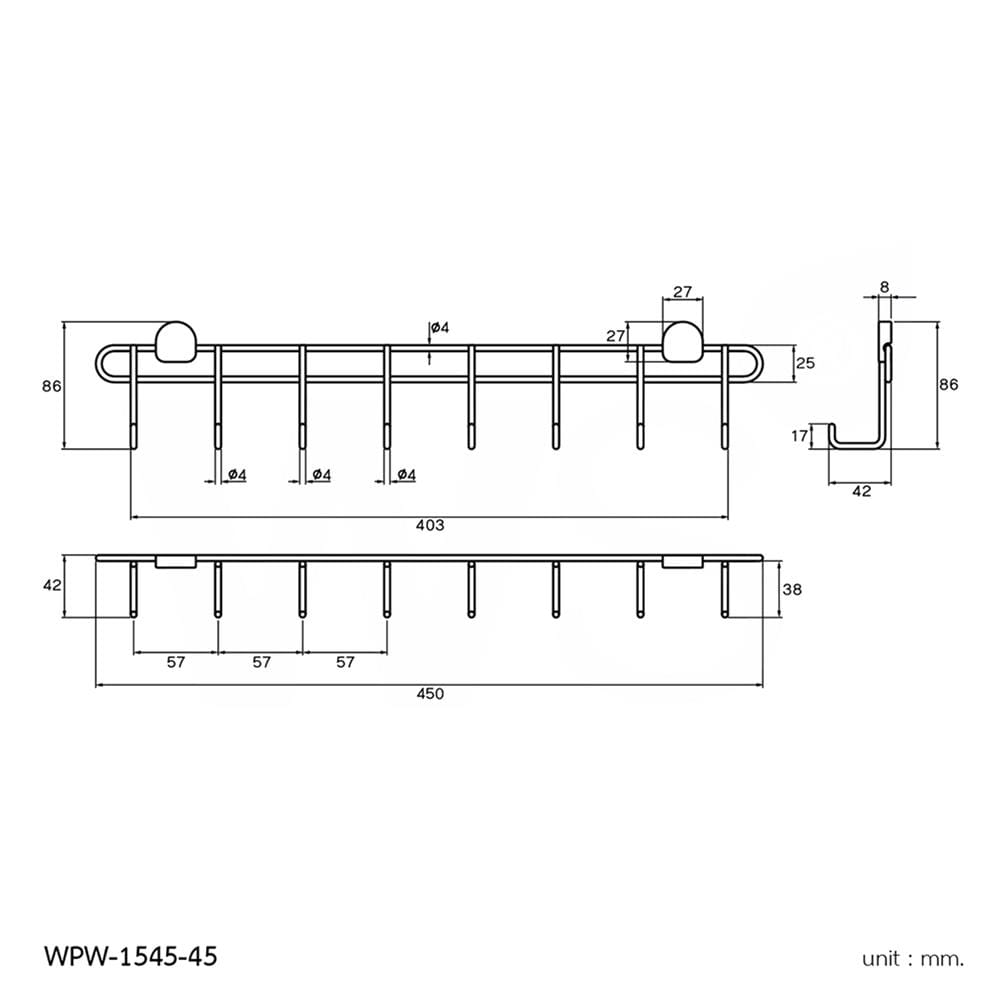 ขอแขวนผ้า WS WPW-1545-45 45 ซม.