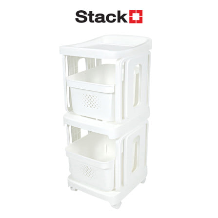 ชั้นลิ้นชัก 2 ชั้น STACKO GENTLE 32x38x81 ซม. สีขาว_1