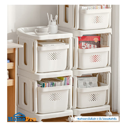 ชั้นลิ้นชัก 2 ชั้น STACKO GENTLE 32x38x81 ซม. สีขาว_6