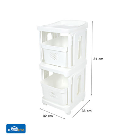 ชั้นลิ้นชัก 2 ชั้น STACKO GENTLE 32x38x81 ซม. สีขาว_10