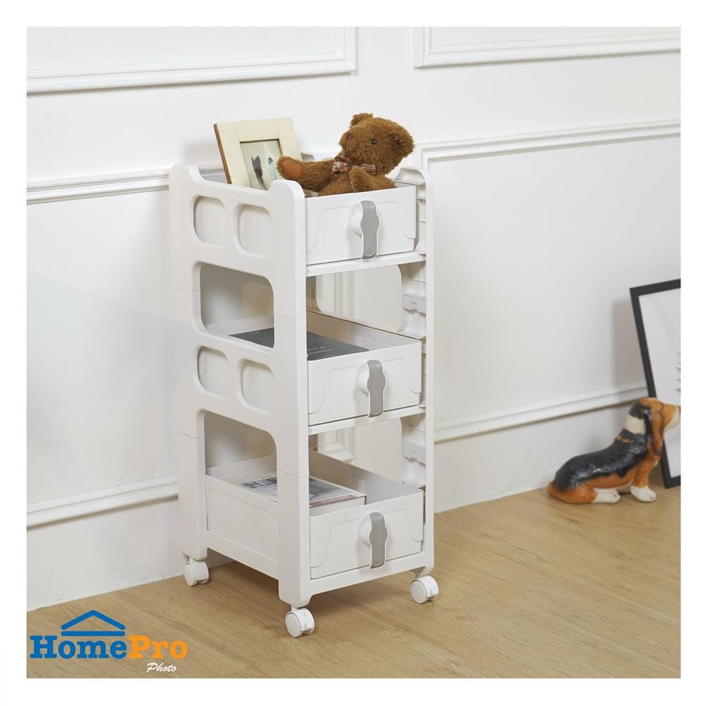 ชั้นลิ้นชัก 3 ชั้น STACKO VIVE 29x39x77 ซม. สีขาว