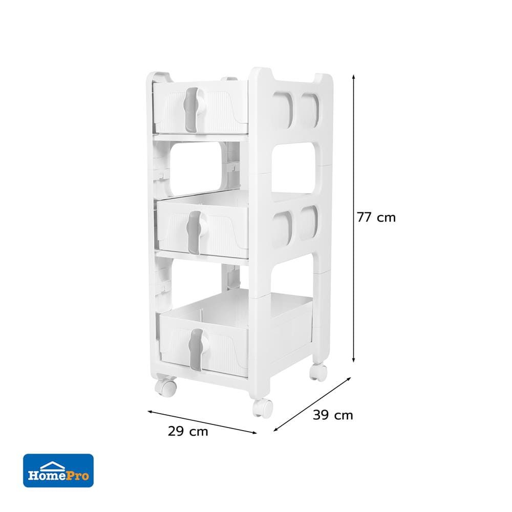 ชั้นลิ้นชัก 3 ชั้น STACKO VIVE 29x39x77 ซม. สีขาว