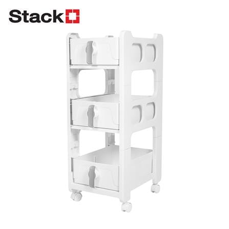 ชั้นลิ้นชัก 3 ชั้น STACKO VIVE 29x39x77 ซม. สีขาว_0