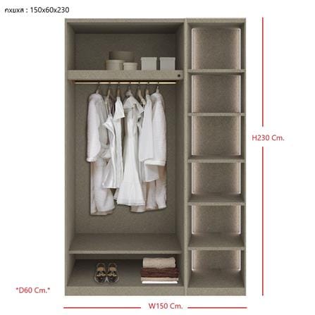 ตู้เสื้อผ้า 3 บานเปิด SB BUILT IN WARDROBE PLUS 59061139 150 ซม. สีขาว_3