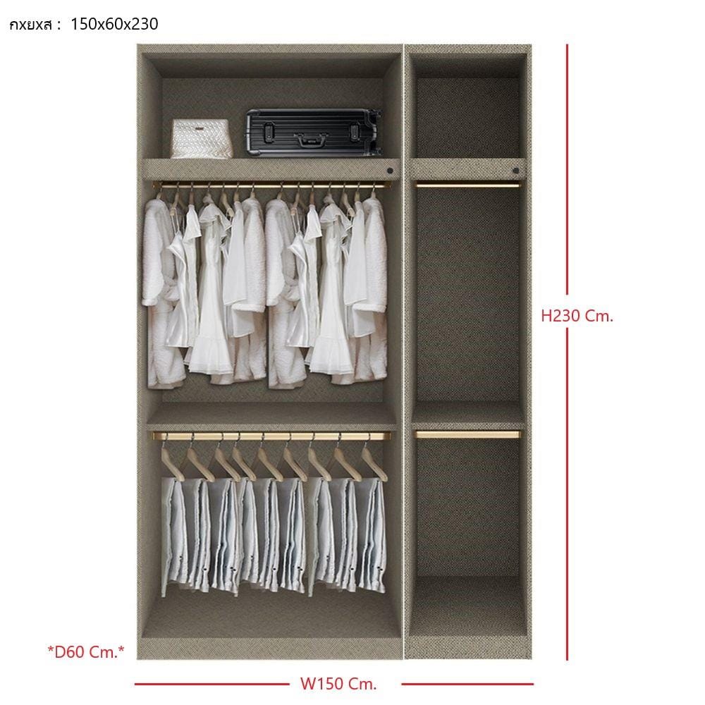 ตู้เสื้อผ้า 3 บานเปิด SB BUILT IN WARDROBE PLUS 59061105 150 ซม. สีขาว