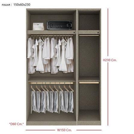 ตู้เสื้อผ้า 3 บานเปิด SB BUILT IN WARDROBE PLUS 59061105 150 ซม. สีขาว_3