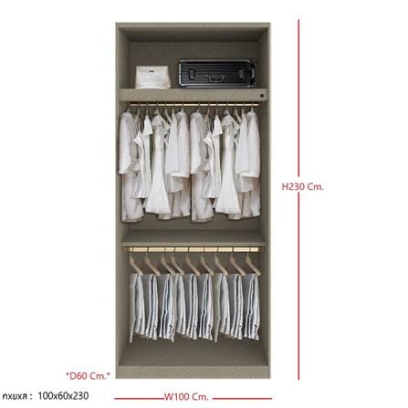 ตู้เสื้อผ้า 2 บานเปิด SB BUILT IN WARDROBE PLUS 59061062 100 ซม. สีเงิน_3