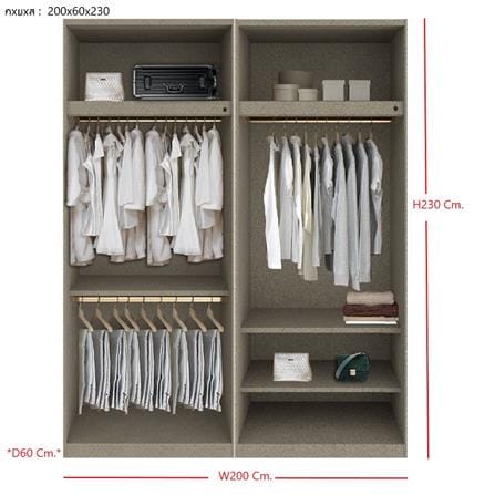 ตู้เสื้อผ้า 4 บานเปิด SB BUILT IN WARDROBE PLUS 59061080 200 ซม. สีไม้อ่อน_3