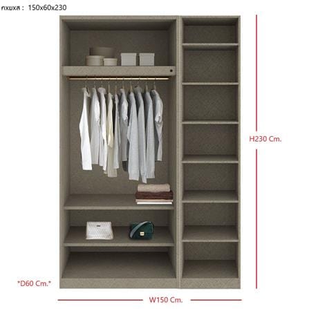 ตู้เสื้อผ้า 3 บานเปิด SB BUILT IN WARDROBE PLUS 59061117 150 ซม. สีขาว_2