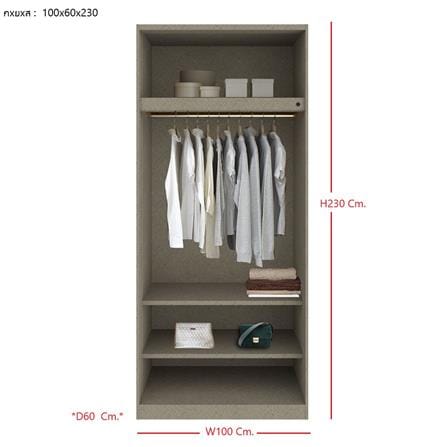 ตู้เสื้อผ้า 2 บานเปิด SB BUILT IN WARDROBE PLUS 59061063 100 ซม. สีเงิน_3