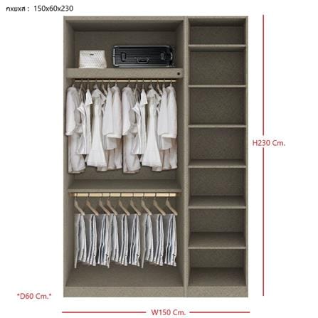 ตู้เสื้อผ้า 3 บานเปิด SB BUILT IN WARDROBE PLUS 59061116 150 ซม. สีขาว_2