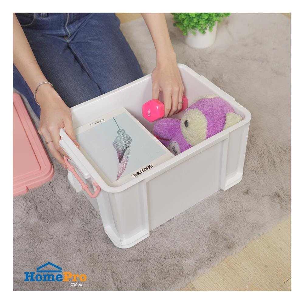 กล่องฝาล็อกหูหิ้ว 15 ลิตร STACKO 28x38.5x21 ซม. สีชมพู