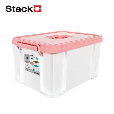 กล่องฝาล็อกหูหิ้ว 15 ลิตร STACKO 28x38.5x21 ซม. สีชมพู_0