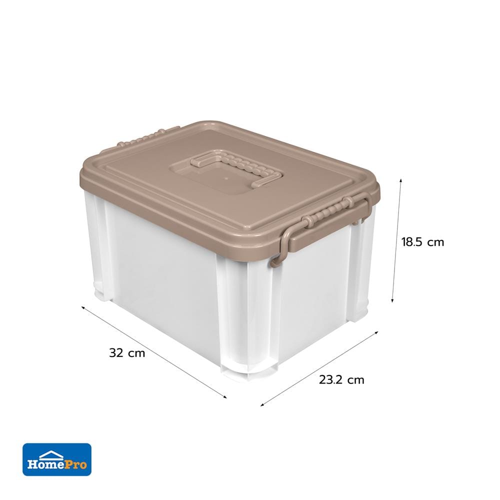กล่องฝาล็อกหูหิ้ว STACKO 9 ลิตร 23.2x32x18.5 ซม. สีน้ำตาล