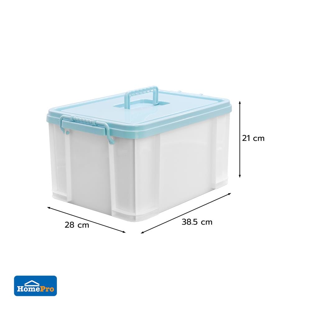 กล่องฝาล็อกหูหิ้ว STACKO 15 ลิตร 28x38.5x21 ซม. สีฟ้า