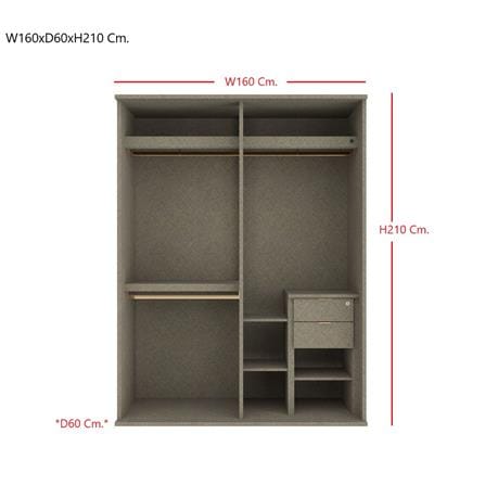 ตู้เสื้อผ้าบานเลื่อน SB BUILT IN WARDROBE PRIME 59060985 160 ซม. สีขาว_2