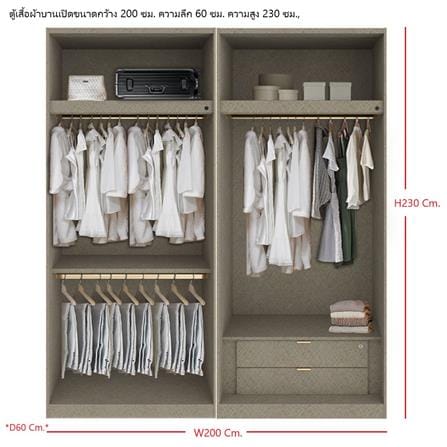 ตู้เสื้อผ้า 4 บานเปิด SB BUILT IN WARDROBE PLUS 59061004 200 ซม. สีดำ_3