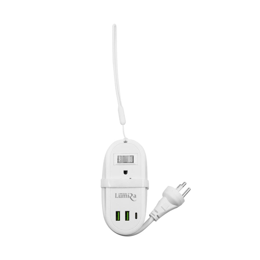 รางปลั๊กไฟ 1 สวิตซ์ 2 ช่อง 2 USB 1 TYPE-C LUMIRA TRAVEL LS-024/2U 1.2 ม. สีขาว