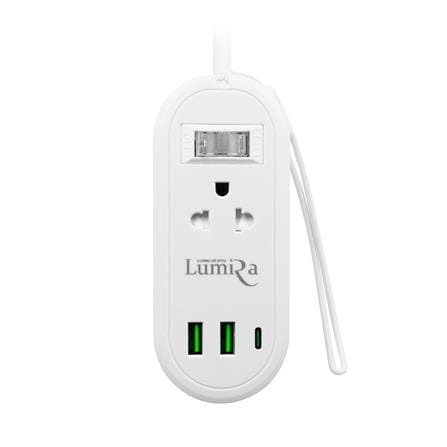 รางปลั๊กไฟ 1 สวิตซ์ 2 ช่อง 2 USB 1 TYPE-C LUMIRA TRAVEL LS-024/2U 1.2 ม. สีขาว_0
